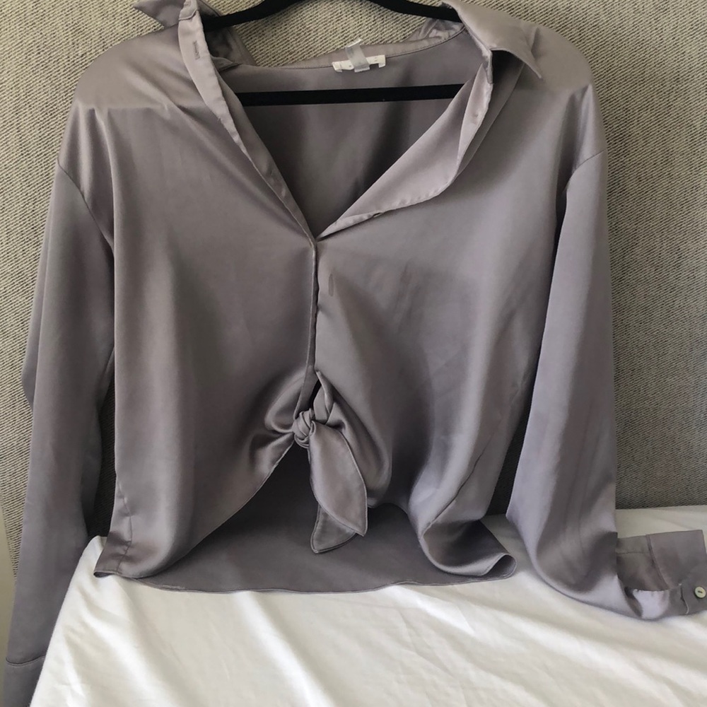 Satin long sleeve top